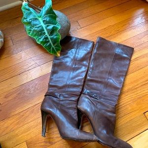 Knee length coco leather boots